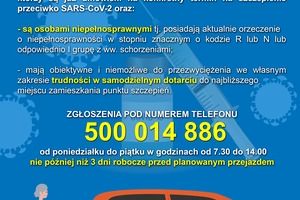 Transport dla mieszkańców Kościana mających trudności w dotarciu do punktu szczepień - plakat informacyjny (photo)